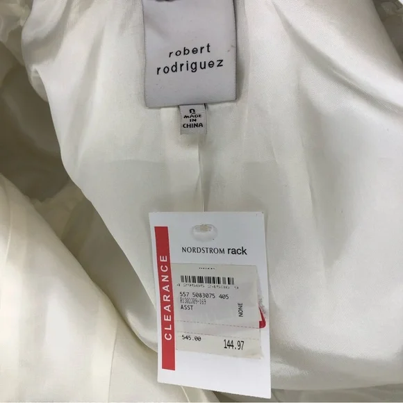 Robert Rodriguez White Jacket with Silver Beaded Back NWT - Picture 10 of 11